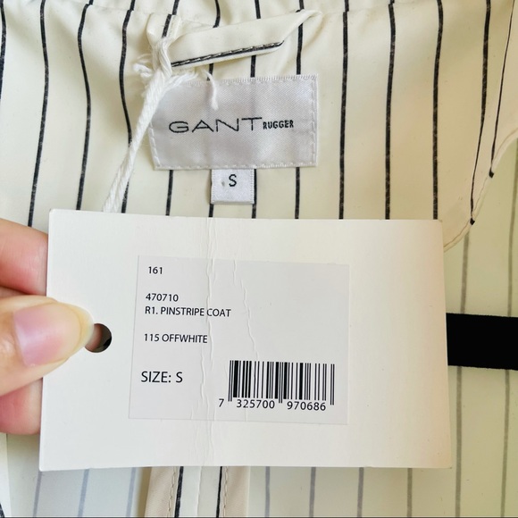 NWT GANT RUGGER Coat (Offwhite Pinstripe) - Picture 13 of 14